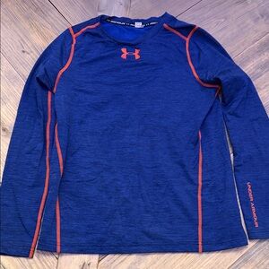 Under Armour Royal Blue Long Sleeve Performance Shirt with Orange Accents